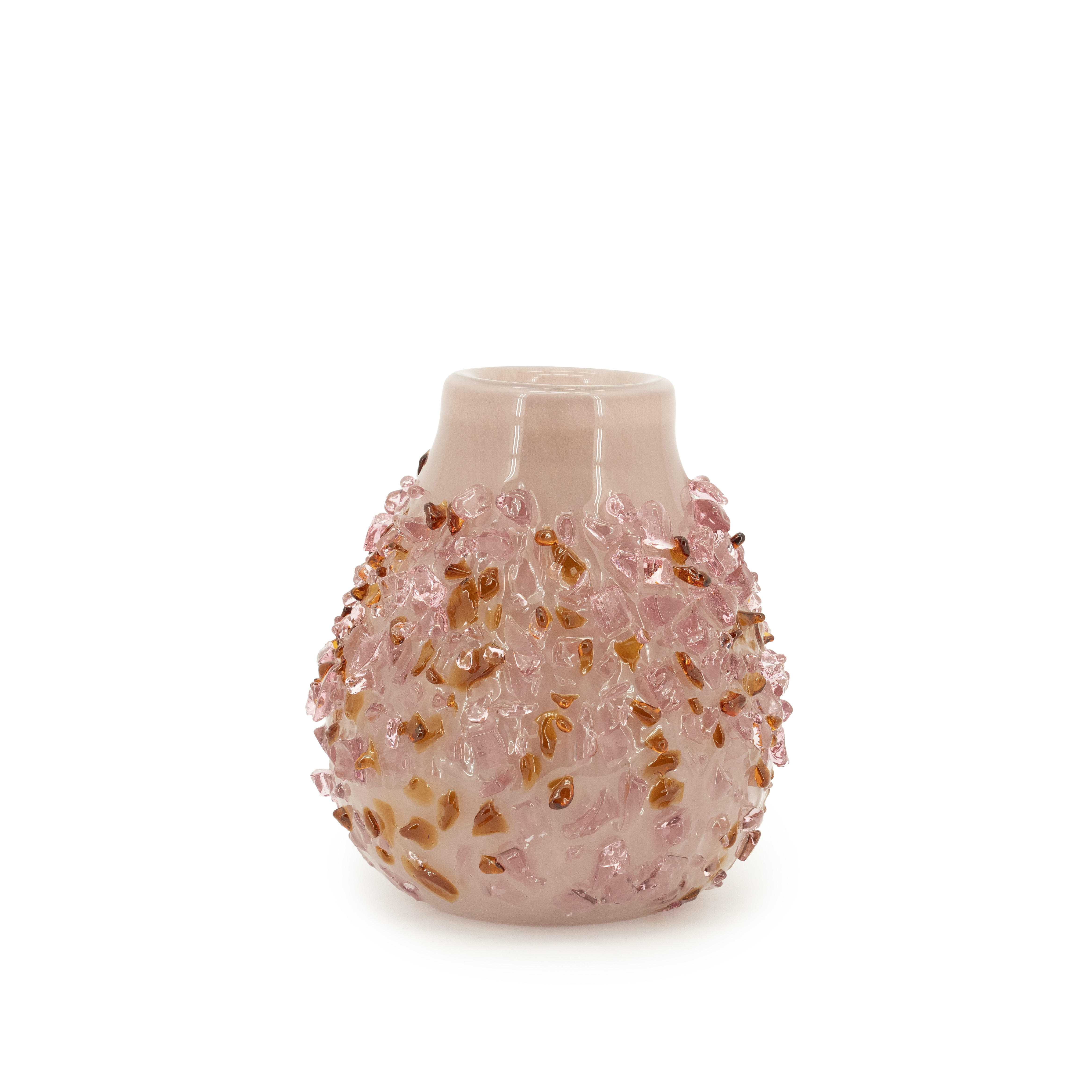 Quartz 1 vaas roze glas mondgeblazen